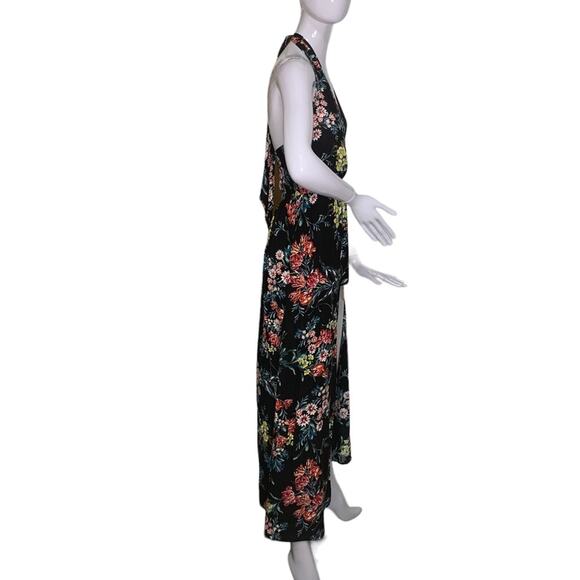 Halter V Neck Floral Party Split Maxi Romper Dress Size S - Picture 7 of 10